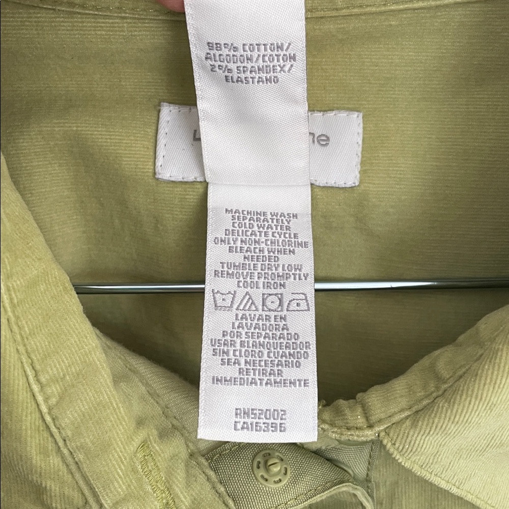 Liz Claiborne 1X Chartreuse Corduroy Button Front Jacket NWT - Picture 3 of 9